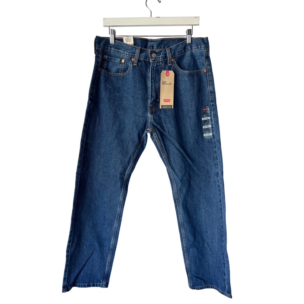 Levis 505 Regular Fit Mens Jeans 33x30 Medium Wash Blue Straight Leg NWT